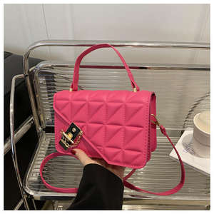 Sac bandoulière tendance en PU couleur unie 2026, sac bandoulière tendance à carreaux - Product Image 3