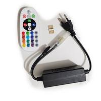 Contrôleur RGB 220V pour Bandes LED Haute Tension, Variateur d'intensité avec Télécommande Sans Fil IR 24 Touches, Prise EU pour Lampes à Ruban et Contrôles d'Éclairage