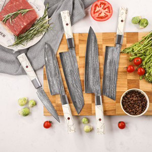 Amber Japon Bıçak Seti VG10 Şam Çelik Bıçak Seti Mutfak Şef Bıçak Seti Gerçek Dövme Bıçak Yeni Profesyonel Hediye Kutulu - Product Image 6