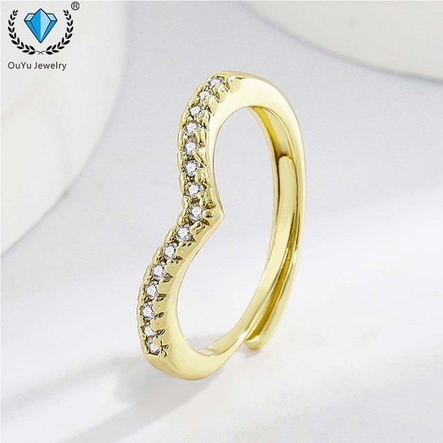Rings Luxurious Sleek Minimalist Design Zircon Inlaid Copper Fashion Rings Women's Gold-Plated Silver Heart Ornament Rings