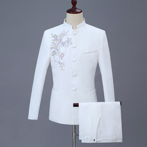 2025 New Stand-up Collar Self-cultivation Tang Chorus Performance Clothing Male Chinese <strong>Tunic</strong> <strong>Men's</strong> Suit - Product Image 1
