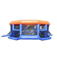 Juego de Fútbol Inflable con Balón Gigante Temático Deportivo para Niños y Adultos, Campo de Fútbol Circular Inflable con Red Superior