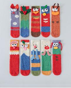 Nouveau en 2024 Big Eye Coral Fleece Chaussettes Femmes <span class=keywords><strong>Moche</strong></span> Bas De Noël En Gros Hiver Chaud Fuzzy Chaussettes - Product Image 6