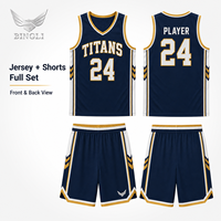 Seragam Basket Sekolah Custom, Jersey & Celana Pendek, Sablon Logo Tim Dewasa, 100% Polyester, Bernapas, MOQ 1, Supplier Pabrik, Cepat