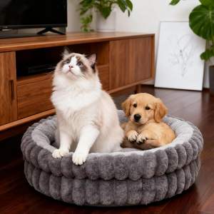 Winter Warm Fluffy Soft Plush Wasch bares rundes Haustier bett Höhlen nest für Katzen und Hunde schlafen - Product Image 2