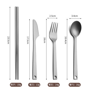 Thân thiện với môi cổ điển Trọng lượng nhẹ chống vi khuẩn titan thiết lập dao kéo biểu tượng tùy chỉnh tinh khiết muỗng nĩa đũa cắm trại ngoài trời - Product Image 4