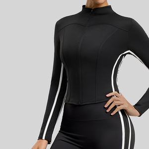 Chaqueta <span class=keywords><strong>de</strong></span> Yoga para Mujer, Forrada <span class=keywords><strong>de</strong></span> Felpa, Gruesa, Transpirable, con Cuello Alto, Manga Larga, Ajustada, para Deportes y Fitness - Product Image 5