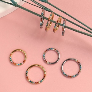 Piercing in Titanio <span class=keywords><strong>per</strong></span> Naso da Donna, Anelli con Zirconi Arcobaleno, Orecchini <span class=keywords><strong>Helix</strong></span>, <span class=keywords><strong>Anello</strong></span> Clicker <span class=keywords><strong>per</strong></span> Septum, Nuovi Gioielli <span class=keywords><strong>per</strong></span> Piercing - Product Image 2