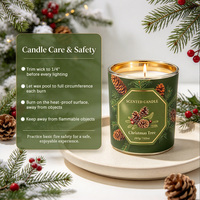 Bougie parfumée artisanale A07D Predium pour Noël, avec mèche en coton, pot en verre électro-plaqué et impression décorative, pour les fêtes.