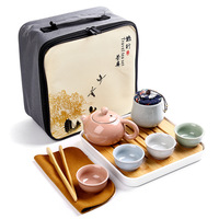 Ensemble théière et tasses de thé Kung Fu chinois traditionnel en céramique, portable pour le voyage, idéal pour les cadeaux d'affaires et les festivals