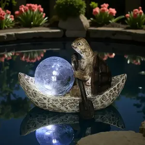 Tortue verte et <span class=keywords><strong>globe</strong></span> craquelé Sculpture en résine Festive LED-Lit Outdoor Christmas Display Figurine Ornament Inspiré par Anime Art - Product Image 3