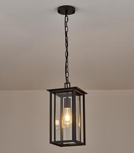 1 - Lampe à <span class=keywords><strong>suspension</strong></span> LED E26 noire à double cage en fer, lanterne en verre, éclairage de porche, <span class=keywords><strong>suspension</strong></span> extérieure, plafonnier d'entrée - Product Image 4