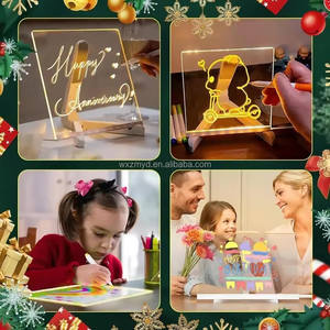 LEDノートボードナイトライト7色ペン付きアクリル描画ボード輝くメッセージマーカーボードオフィススクールホーム用 - Product Image 6