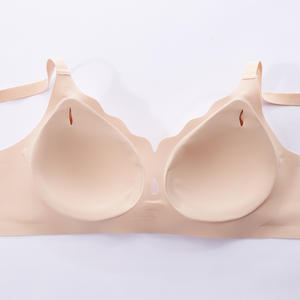 Sujetador suave sin aros de copa grande para mujer, talla grande, color liso, sin costuras, con gel transpirable y ajuste lateral para realce de busto. - Product Image 3