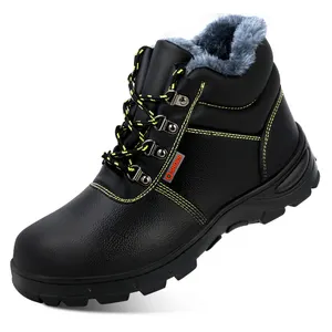 Labor Insurance Winter Men's Steel Toe Work Safety Shoes Suede With PU bottom