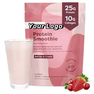 Suplemento nutricional de proteína em pó com sabor de morango, proteína em pó, proteína de soro de leite, smoothie sem açúcar, proteína de colágeno em pó