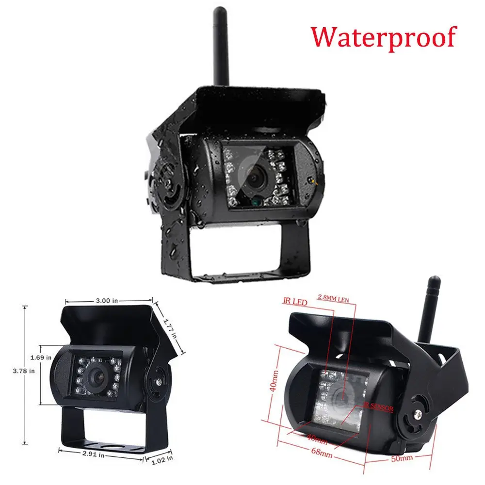 Camera Lùi Chiếu Hậu Không Dây Hệ Thống Nhìn Đêm 18IR Chống Nước + Màn Hình 7 Inch Cho Xe Tải RV Xe Tải Xe Moóc Xe Tải 12V 24V