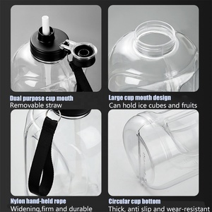Durable Sports Kettle Transparent Body 1800ml Straw Water Bottle Custom Print with <b>Small</b> MOQ - Product Image 4