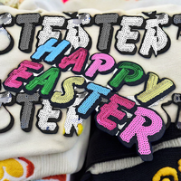 Patchs brodés en fer à repasser DIY, Valentine, sport, football, patchs personnalisés en sequins, veste bomber avec badges, modèle OEM