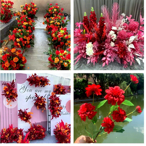 Decorazioni per Matrimoni [Serie Rosso Brillante] Bouquet di Fiori Artificiali e Decorazioni per Soffitti <span class=keywords><strong>con</strong></span> Rose, Gigli, Tulipani e Phalaenopsis - Product Image 2