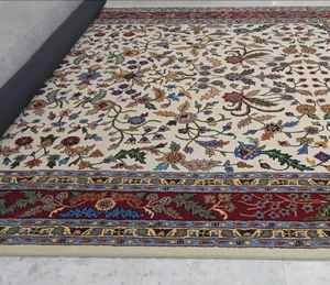 Anti slip Hand-Tufted Rug - Pottery Barn Style Floral Pattern Beige Carpet customize size available Handmade Area Runner Space - Product Image 6