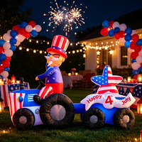 Décorations de Noël LED gonflables d'extérieur Uncle Sam conduisant un train, thème patriotique Fête de l'Indépendance, vente en gros directe usine