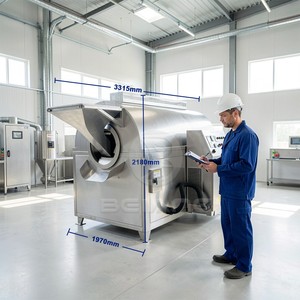 Machine à torréfier industrielle et commerciale rotative pour noix de cajou, arachides et graines de tournesol, en acier inoxydable SUS 304 - Product Image 2