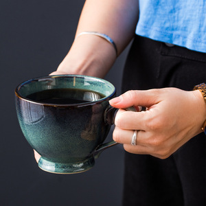 Taza de cerámica japonesa cambiada por horno, agua potable, hogar, desayuno grande, café, leche, taza de cereales - Product Image 1