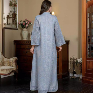 011 Robe musulmane saoudienne du Moyen-Orient <span class=keywords><strong>Abaya</strong></span> de robe de mode en dentelle brodée de Dubaï - Product Image 3