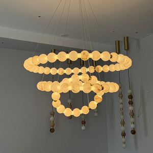 Lámpara Colgante Circular de Mármol de Lujo, Ajustable en Altura, con Iluminación <span class=keywords><strong>LED</strong></span>, para Decoración de Sala de Estar y Vestíbulo - Product Image 2