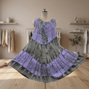 Robe décontractée d'été pour femme en mousseline de rayonne sans manches, longueur midi, à motifs floraux, respirante, écologique et lavable - Artisanat Rawat - Product Image 3