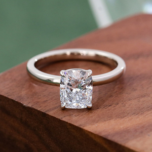 Anillo de Oro Real de 10K, 14K o 18K con Diamante de Laboratorio de Corte Radiante de 4 Quilates, Anillo de Boda, Joyería Fina Personalizada - Product Image 2