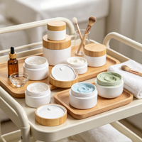Pot cosmétique vide écologique en plastique avec couvercle à vis en bambou, réutilisable pour crème et pommade, personnalisable avec logo