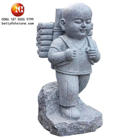 Taille personnalisée jardin extérieur Super belle petite pierre de Kung Fu Shao lin Mini bébé bouddha Sculpture mignon moine Statues à vendre