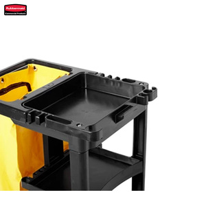 <span class=keywords><strong>Rubbermaid</strong></span> FG617388BLA <span class=keywords><strong>Chariot</strong></span> de nettoyage traditionnel avec sac en vinyle jaune à fermeture éclair pour ramasser les déchets et transporter les outils - Product Image 4