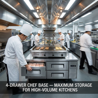 Réfrigérateur sous comptoir professionnel en acier inoxydable facile à nettoyer pour cuisine de restaurant