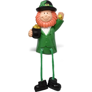 St. Patrick's Day Elf <b>Statue</b> 3-Piece Resin Decor With Hanging Legs Table Decoration - Product Image 5