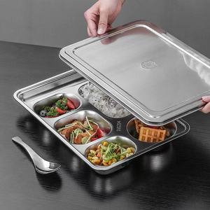 Amazon Hot Selling School Trays Kids Food Trays Various Styles Four Compartment Food Lunch Box 304 Stainless Steel