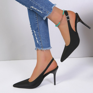 Nouvelles sandales à talons hauts en satin pour femmes, élégantes, à bout pointu et à talon fin - Product Image 4