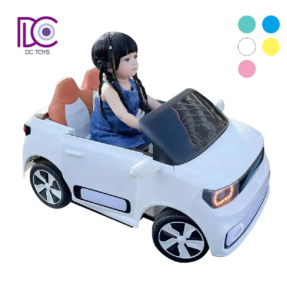 DC toys-Mini coche eléctrico de plástico con batería de 12V para niños, vehículo de juguete con batería de 4 ruedas y 2 asientos