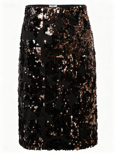 Minifalda de Lentejuelas Vintage para Mujer, Diseño Elegante, Corte Recto, Corta, Ajustada, de Poliéster Jersey Brillante - Product Image 3