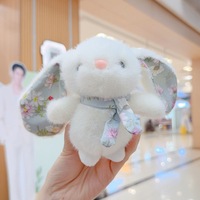 Porte-clés en peluche promotionnel, animal en peluche doux, lapin en peluche personnalisé, mini porte-clés en peluche avec étiquette personnalisée