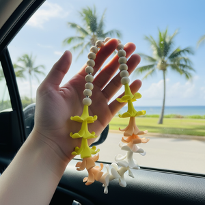 Collier de fleurs Puakeni Kenney en argile polymère fait main hawaïen, idéal pour la décoration de plage estivale et de voiture - Product Image 3