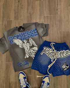 Setelan baju celana pendek dan celana pendek pria, pakaian olahraga musim panas, kaus motif Dgt, setelan keringat, setelan pendek 2 potong, kaus lengan pendek dan celana pendek - Product Image 1