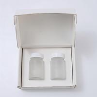 Flacon en verre rond givré de 60 ml avec bouchon à vis blanc, conteneur cosmétique vide pour crème, poudre, produits de soin de la peau, emballage de produits solides