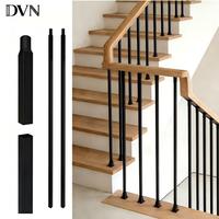 Balustres d'escalier carrés en métal noir anti-rouille DVN, poteaux linéaires creux, meneurs d'escalier modernes noirs pour escaliers intérieurs, rampes d'escalier
