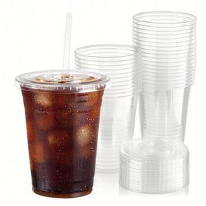 Vasos Desechables de Plástico con Tapa para Té, Leche, Bebidas de Frutas, Boba, Café Helado para Llevar - Product Image 1