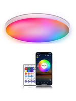 Tuya Moderne Minimaliste RGB Smart LED Plafonnier Intérieur Lampe Ronde avec Contrôle APP Base en Plastique pour Éclairage de Salon