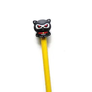 Customized Personalized Custom Design Multicolor Pencil With Cartoon Eraser Topper