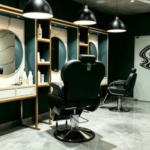 Fauteuil de Barbier Européen Vintage de Luxe en Acier Inoxydable, Pivotant à 360 Degrés, Inclinable, avec Relevage Hydraulique, Mobilier de Salon de Coiffure - Product Image 6